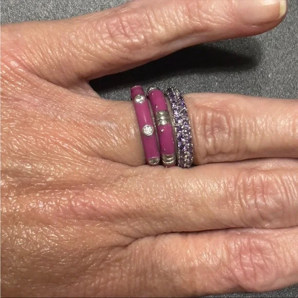 Enamel sterling silver stackable rings size 7 - Picture 3 of 6